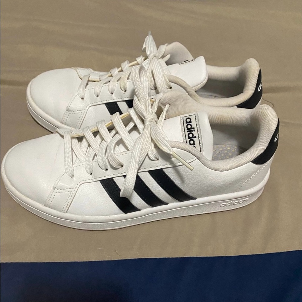Adidas Classic White Sneakers with Black Stripes